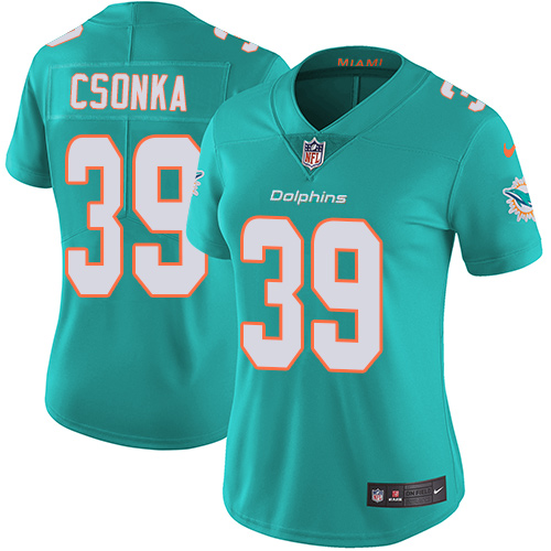 Nike Dolphins #39 Larry Csonka Aqua Green Team Color Women's Stitched NFL Vapor Untouchable Limited Jersey - Click Image to Close